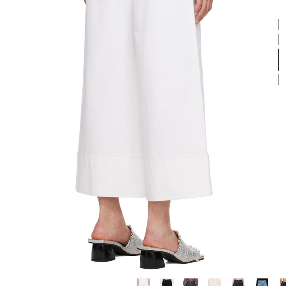 GANNI Wide Leg Cropped Jeans in White - Picture 4 of 9